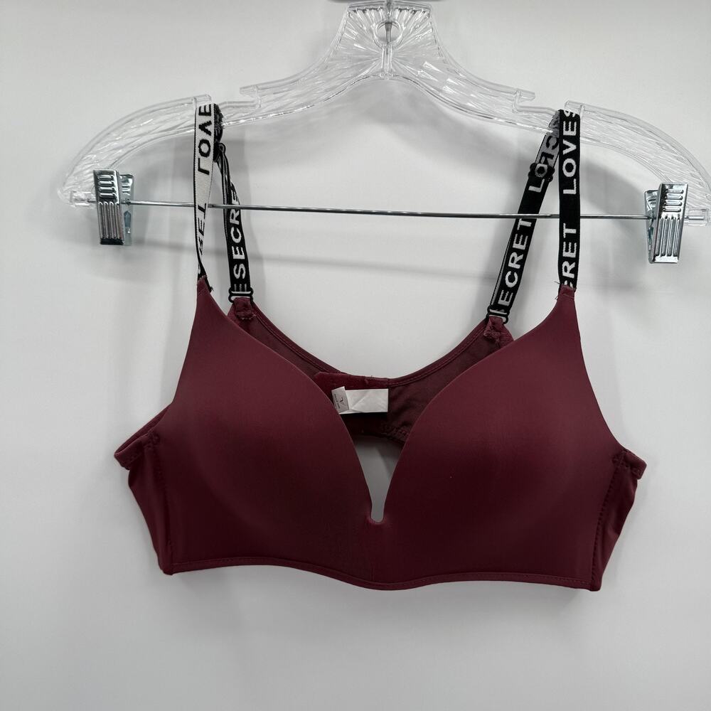 Love Secret Bra Womens Large Burgundy Wireless Padded T-Shirt Adjustable Straps‎